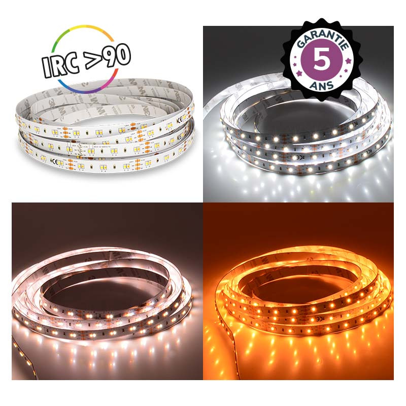 LED STRIP CCT 5M 120 LED/M 10W/M IP20 DIMMABLE - 24 V - 5 YEAR WARRANTY