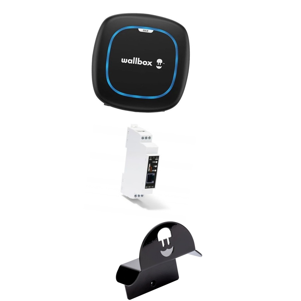 BORNE DE RECHARGE WALLBOX PULSAR MAX – PACK PROMOTIONNEL – 22 KW – NOIR – 7M– COMPTEUR P1 – SUPPORT DE CÂBLE