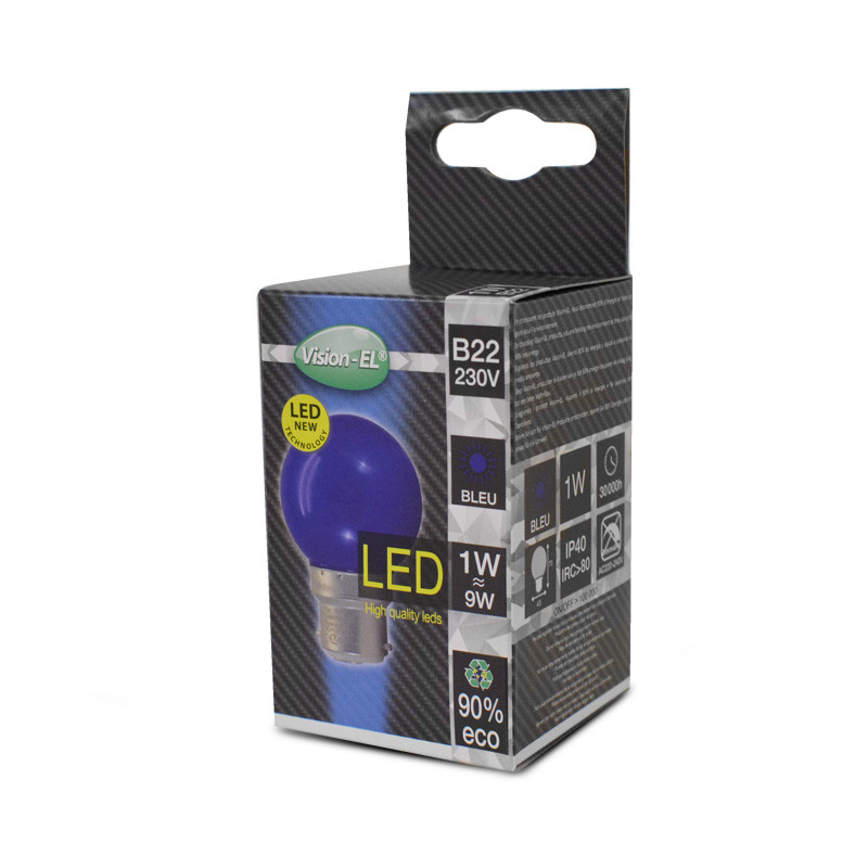 LED lamp B22 Bulb 1W Blauw