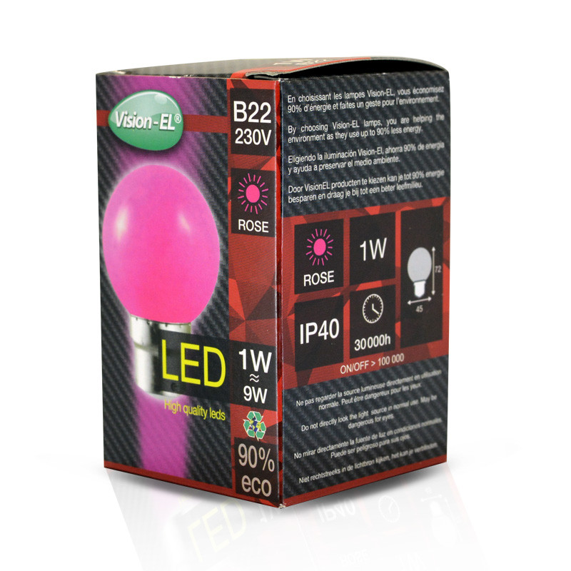 LED lamp B22 Bulb 1W Roze