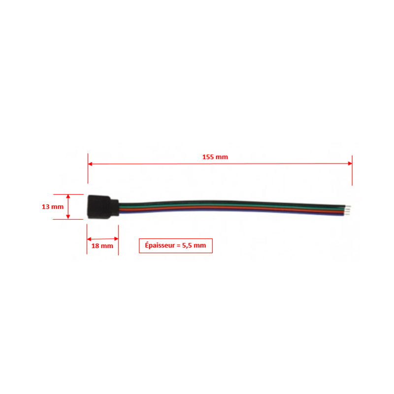 Junction connector + RGB female kabel voor LED strips