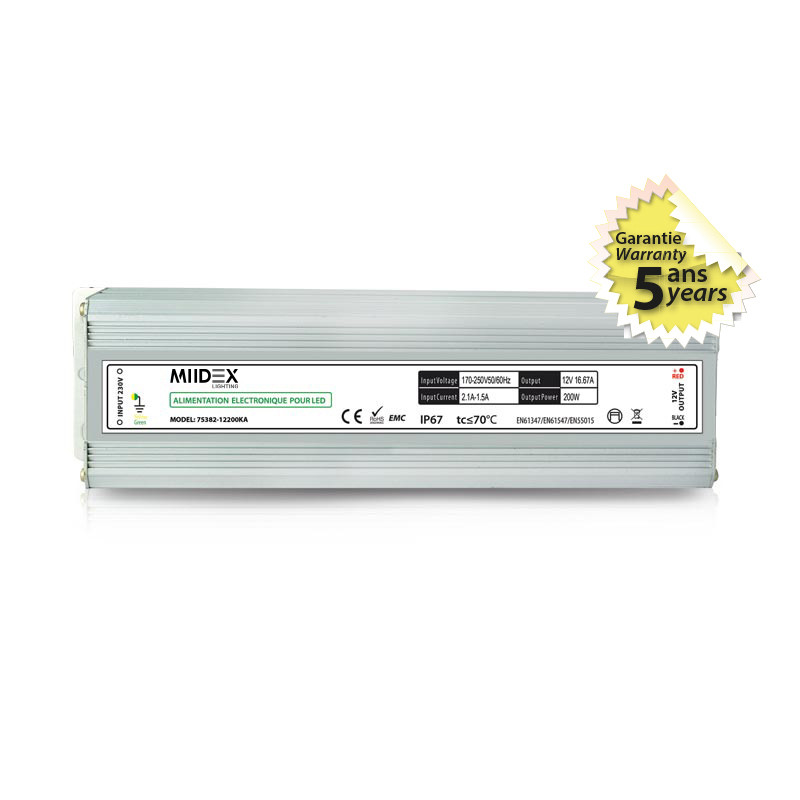 Voeding voor LED 200W 12V DC IP67