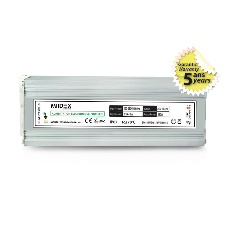 Voeding voor LED 250W 24V DC IP67