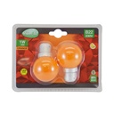 LED lamp B22 Bulb 1W Oranje Blister x 2