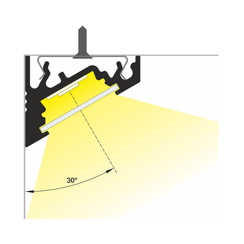 LED PROFILE ALU ANGLE 30° 1000MM  