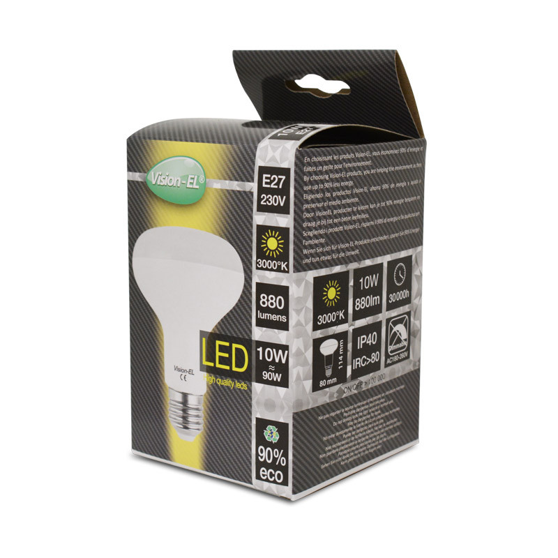 LED lamp R80 E27 10W 3000K mat