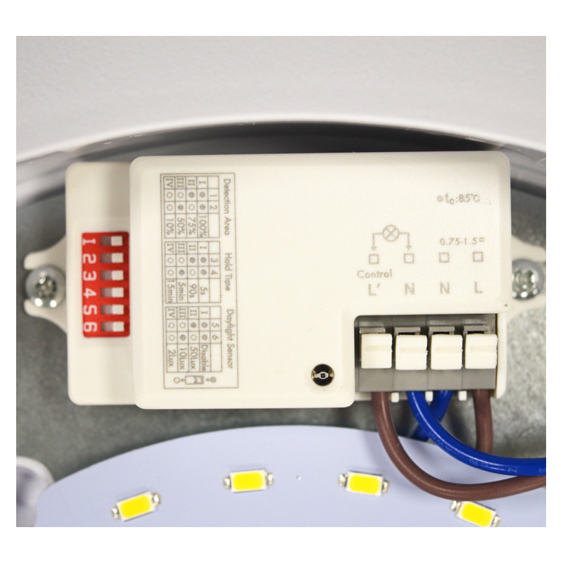 LED Hublot + Detector HF Ø300 18W 1450LM 4500K IP65 Wit - 5 jaar garantie
