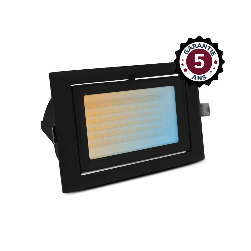 Ledspot vierkant, Zwart, richtbaar en met voeding 32/38W CCT - 5 jaar garantie