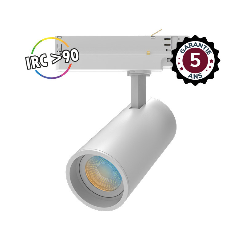 Spot LED sur Rail Blanc 25W CCT IRC90 GARANTIE 5 ANS