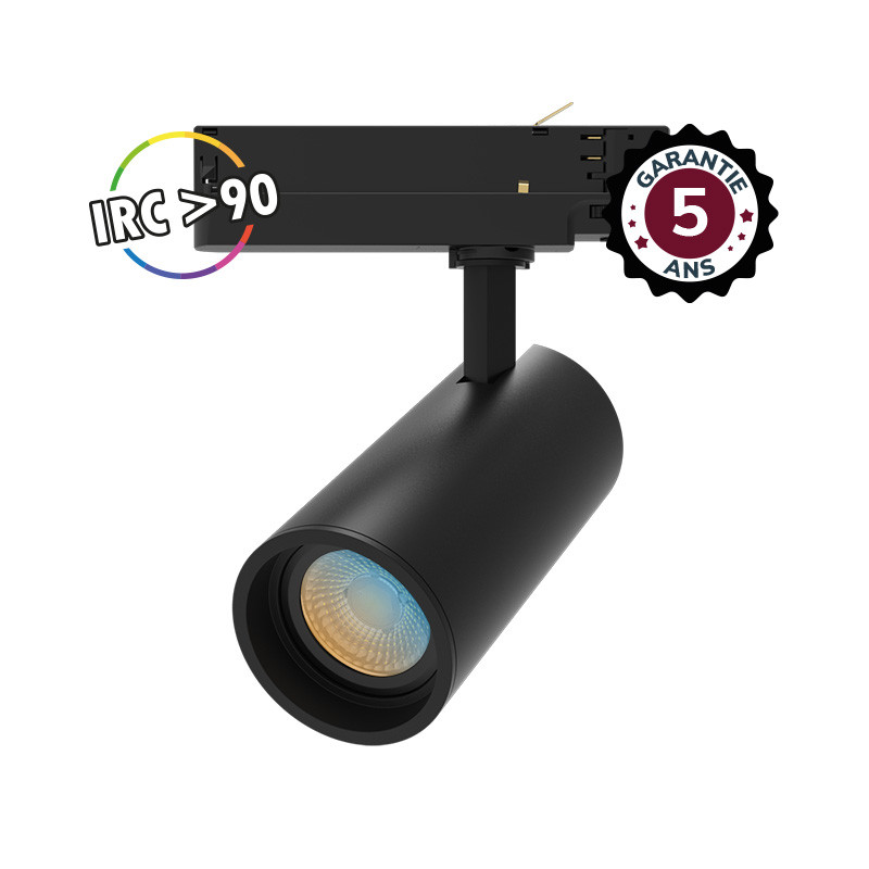 Ledspot voor driefasenrail Zwart 25W CCT IRC90 5J GARANTIE