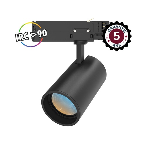 [100206] Spot LED sur Rail Noir 35W CCT IRC90 GARANTIE 5 ANS