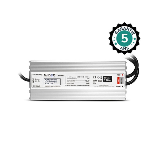 [100478] ALIMENTATION LED 250W - 24V DC - IP67