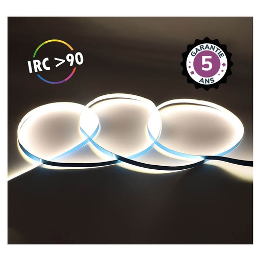 [100518] Bandeau LED COB 6000K 5 m 320 LED/m 9W/m IP20 - 24V - Garantie 5 ans