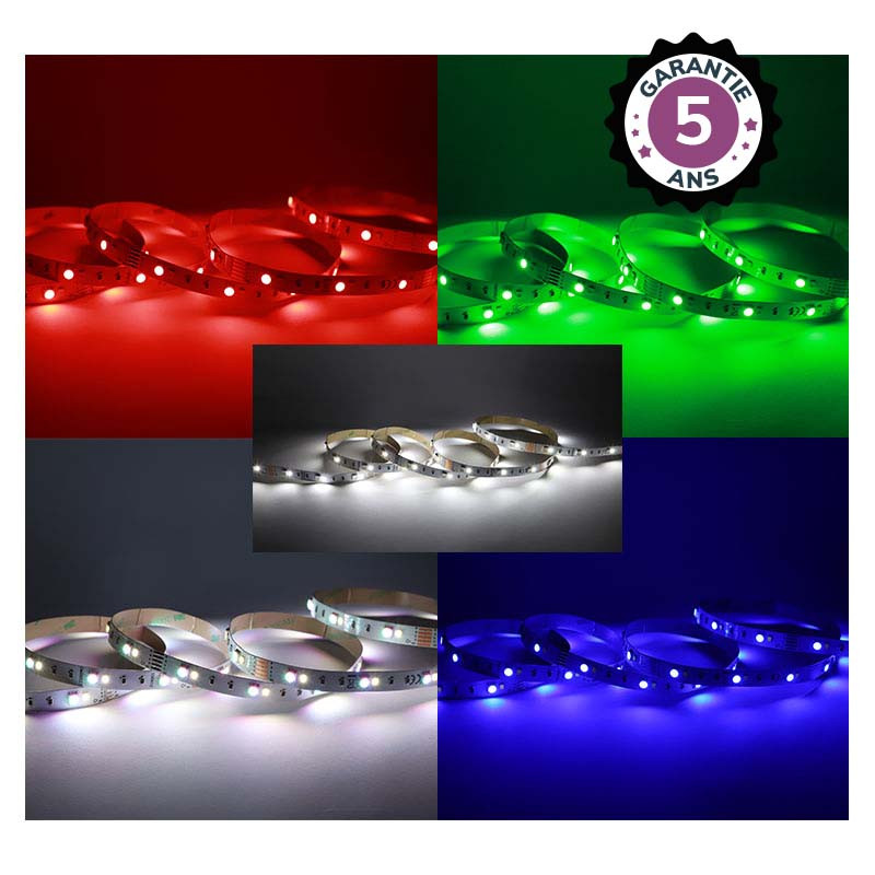 Bandeau LED RGB+4000K 5m 60 LED/m 13W/m IP20 - 24V - Garantie 5 ans