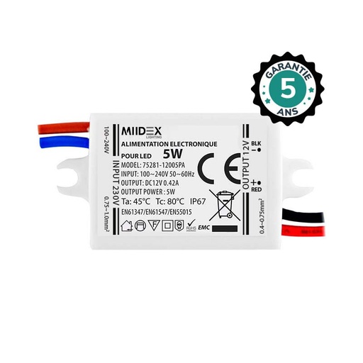 [75281] POWER SUPPLY FOR LED 5W 12V 