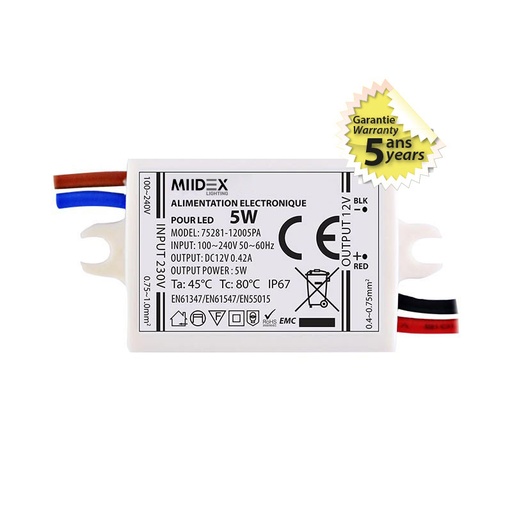 [75281] Voeding voor LED 5W 12V DC