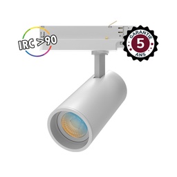 [100201] Spot LED sur Rail Blanc 15W CCT IRC90 GARANTIE 5 ANS