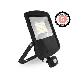 [100157] LED-Schijnwerper Vlak Zwart 70W 3000K + Detector - 5 jaar garantie