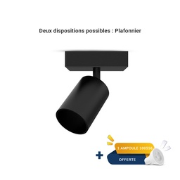 [101070] ARMATUUR PLAFOND / WAND ZWART 1 SPOT GU10